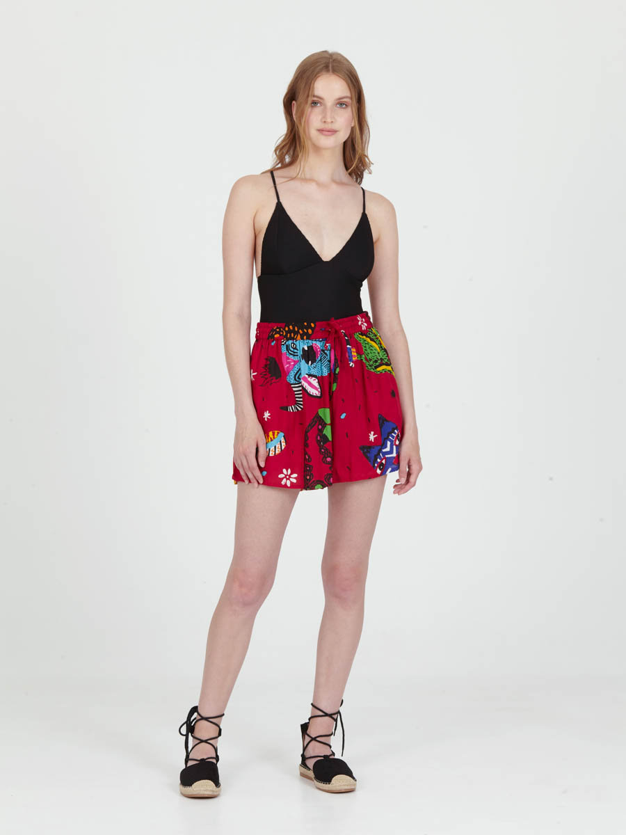Women’s Red Pop Art Graphic Print Resort Shorts - view 5