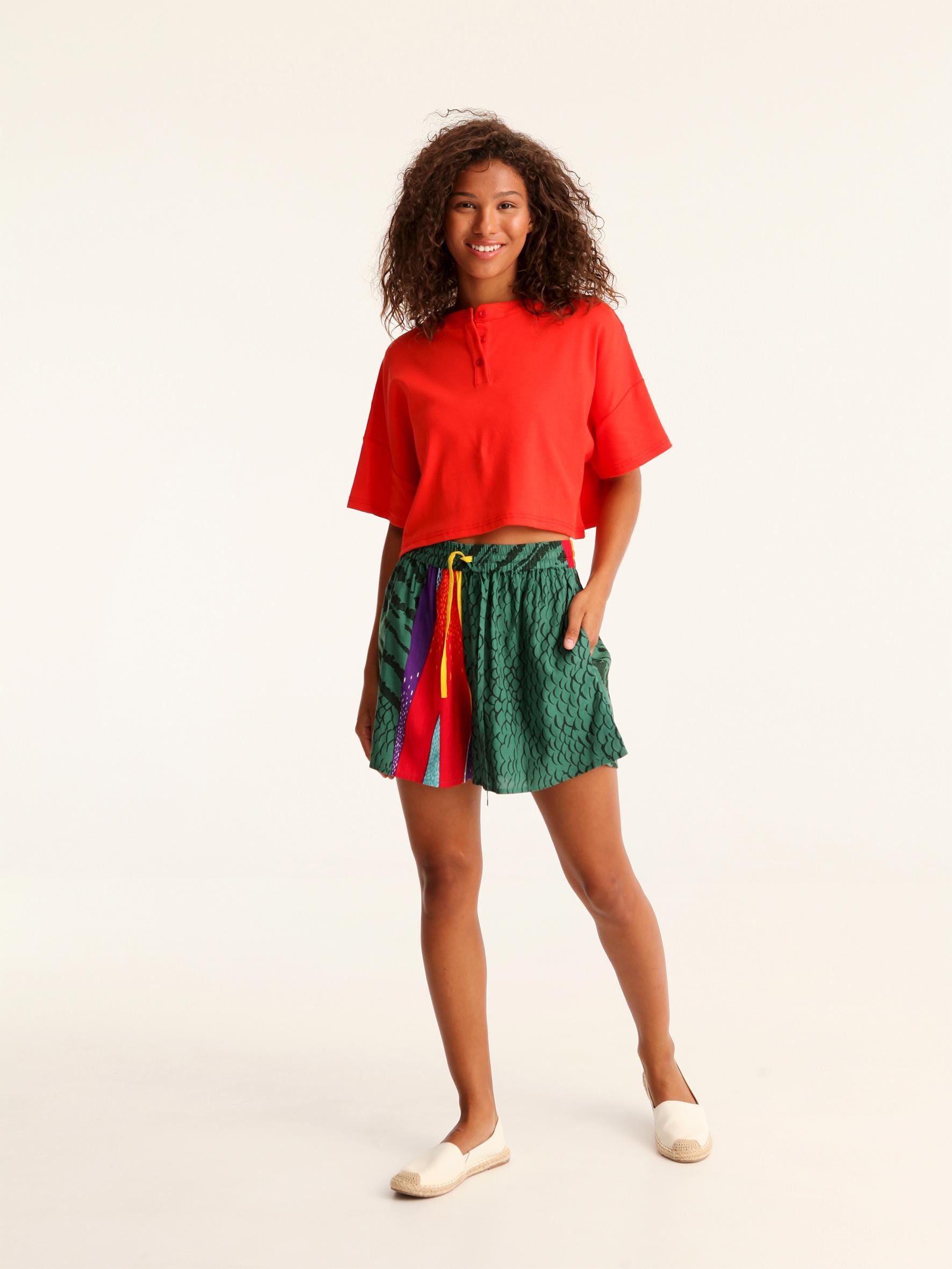 Women’s Emerald Tropic Patchwork High Rise Resort Shorts - view 5