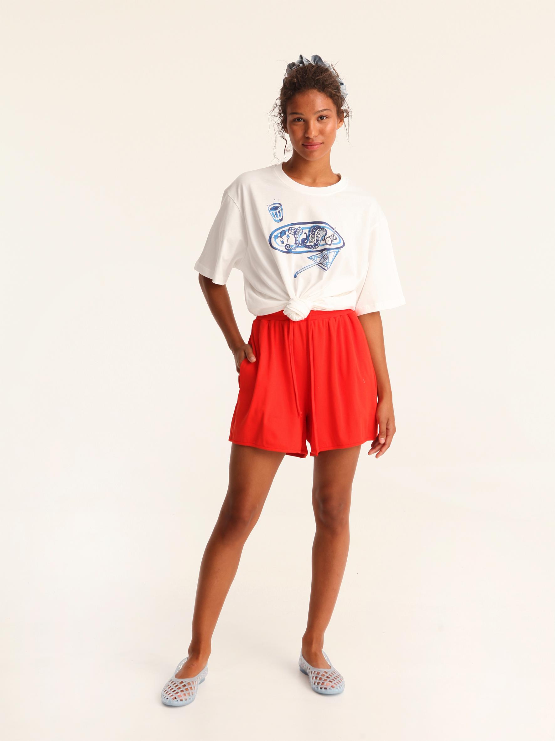 Women’s Vibrant Red Relaxed High Rise Resort Shorts