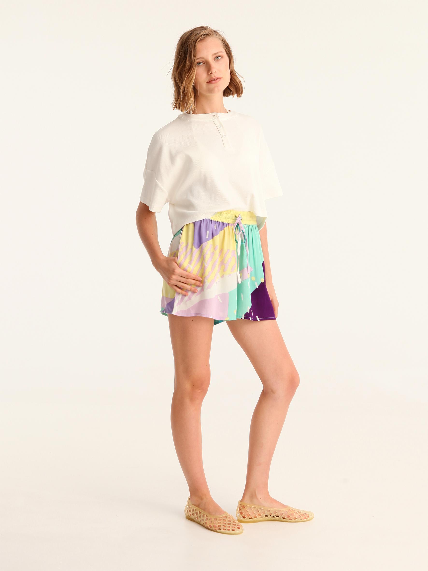 Women’s Pastel Abstract Colorblock Resort Shorts - view 3