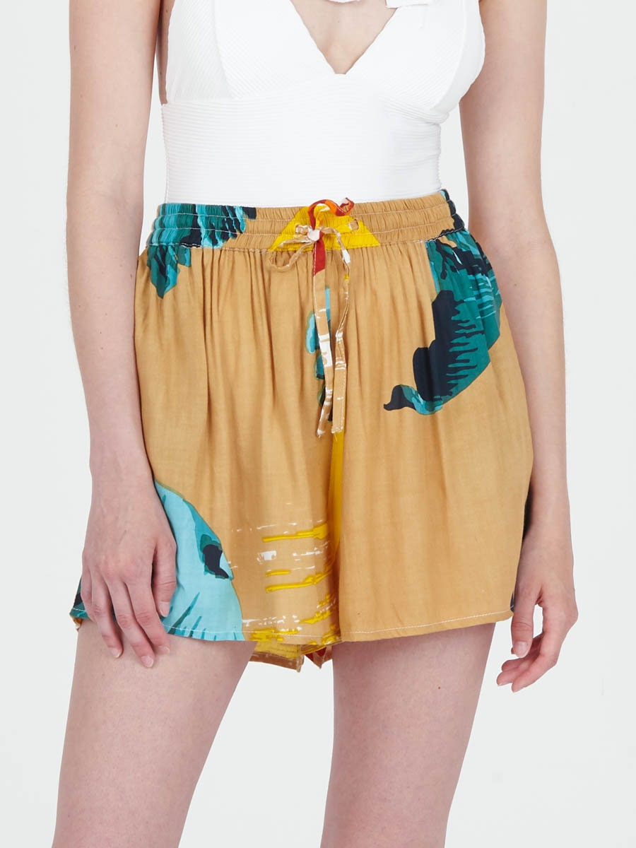 Women’s Golden Tropic Abstract Print High Rise Resort Shorts - alternate view