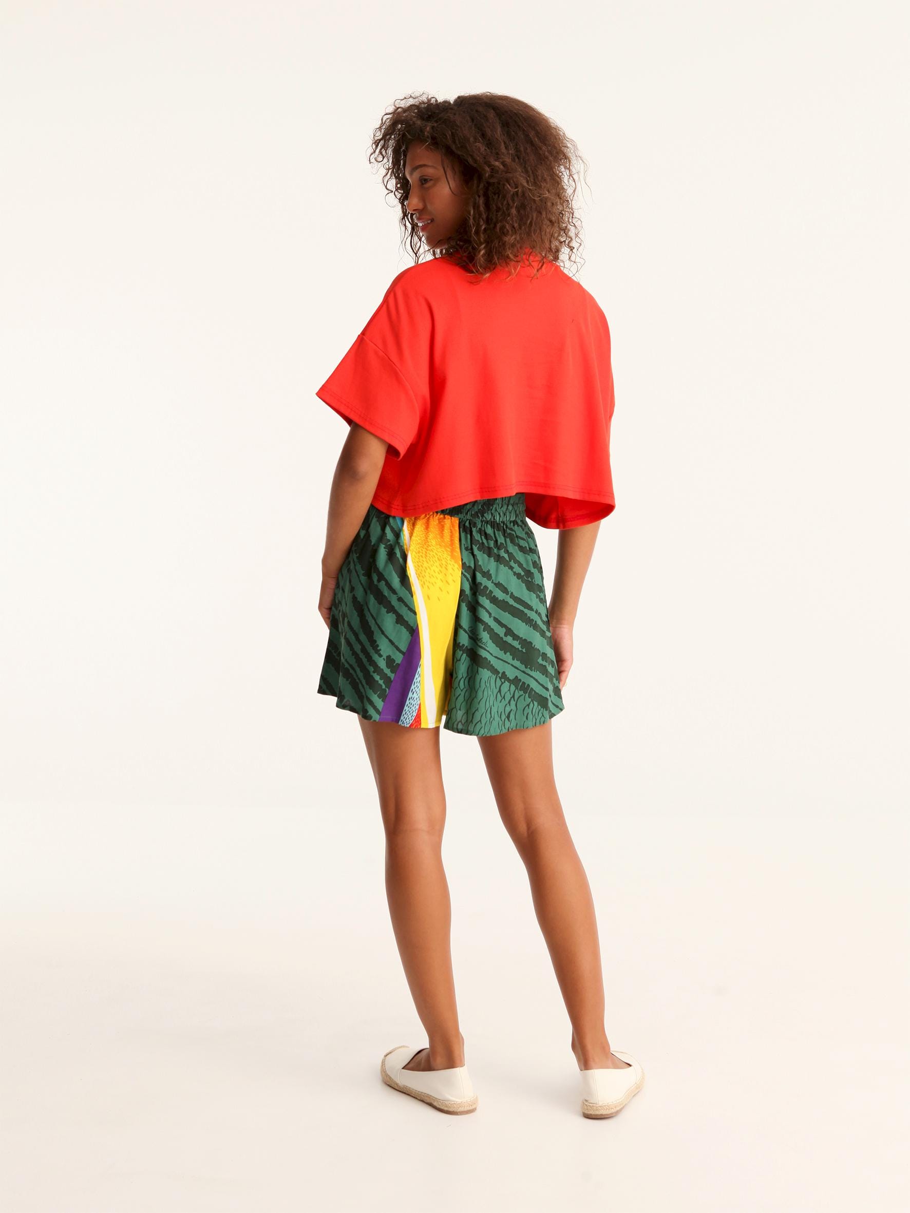 Women’s Emerald Tropic Patchwork High Rise Resort Shorts - view 3